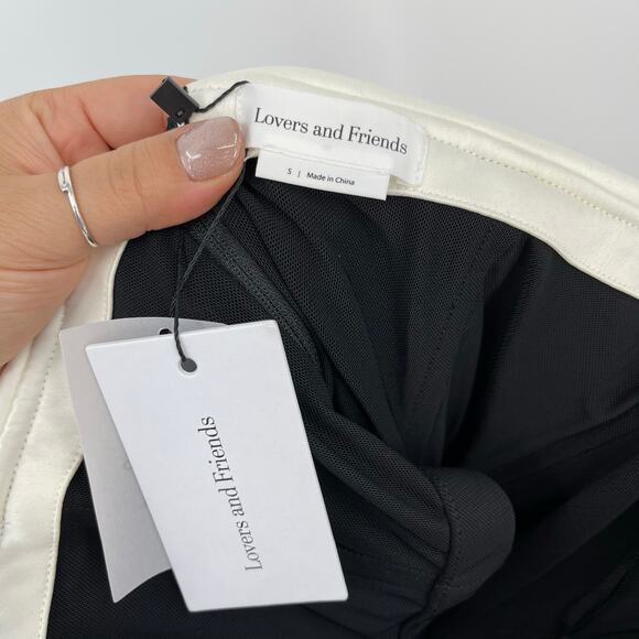 Lovers and Friends | NWT Ione Mini Dress in Black & Ivory Satin Tuxedo Bow S - Picture 4 of 10